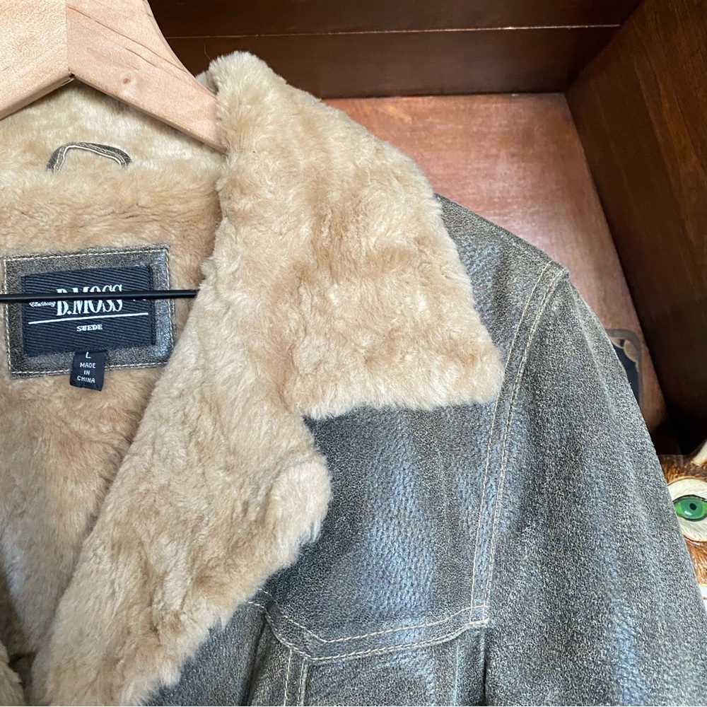 B. Moss - Vintage Barbara Moss Green Fur Lined Suede Jacket - Women’s Large